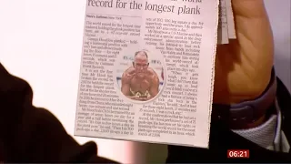 George Hood set the record for The Longest Plank (USA/Global) - BBC News - 25th February 2020