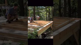 3 Days of framing the floor and walls of my off-grid cabin…in 59 seconds #offgridcabin