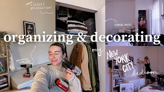 organize and decorate my nyc bedroom with me! *small closet makeover & adding wall decor*