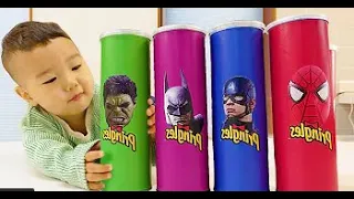 #프링글스 #슈퍼히어로 #댄스프링글스 그림 그리면 슈퍼히어로 댄스 춤 춘다고? Making Pringles with Superheros dance | 말이야와아이들