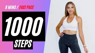 1000 Steps FAST PACE Fat Burning Challenge 🔥/ 8 min Home walking workout