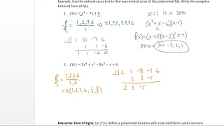 Real Zeros of Polynomial Functions