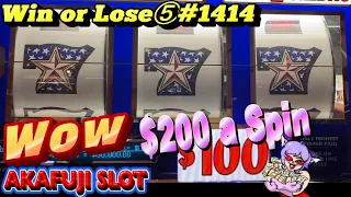 Win or Lose⑤ Biggest Jackpot Ever Triple Double Stars $100 Slot $200 a Spin 赤富士スロット 勝つか負けるか⑤