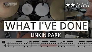 027 | What I've Done - Linkin Park (★★☆☆☆) Pop Drum Cover Score Sheet Lessons Tutorial | DRUMMATE