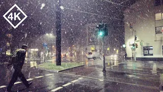 [4K] Walking on a Snowy Night - Slow Walk through Dusseldorf Rath