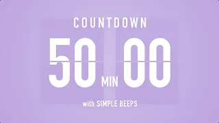 50 Min Countdown Flip Clock Timer / Simple Beeps 🫐 🔔