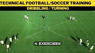 Technical Football/Soccer Training | Dribbling | Turning | 4 Exercises | U11 U12 U13 U14