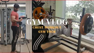 Day 1 - Chest workout | Gym vlog | New gym in SRM AP🔥| Gym tour  #srm #gym #chestworkout #college