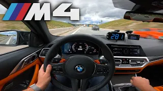 Perfect! 2021 BMW M4 G82 with Manual PUSHING HARD on German Autobahn ✔