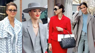 Elegant Street Style Outfits Inspiration. Fendi, Giorgio Armani. Milan Fashion Week 2024 Moments.