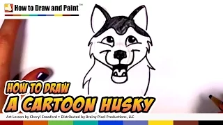 How to Draw a Cartoon Dog - Draw a Cute Husky Dog Art for Kids | CC