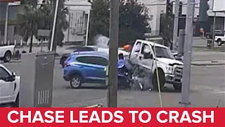 Police chase leads to dramatic car crash