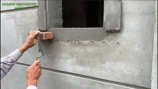 Creative Technique Of Building Window Frames With Bricks And Cement - Using Iron Nails