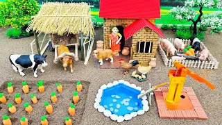 DIY making mini Farm Diorama with House for Cow | Mini Hand Pump Supply Water for Animal | Strome 29