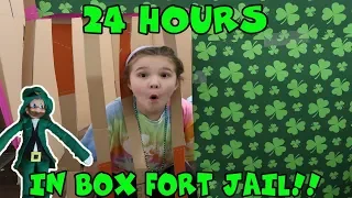 24 Hours In Leprechaun Box Fort Jail With No LOL Dolls! Mean Elf On The Shelf Made Me Go!