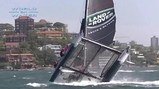 Pitchpoled! Land Rover BAR Nosedives on Sydney Harbour on the Extreme Sailing Series Day 1