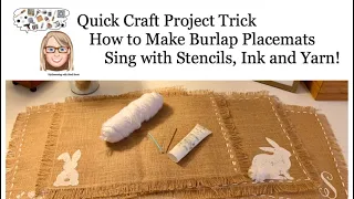 How to make plain burlap placemats really special with stencils and yarn