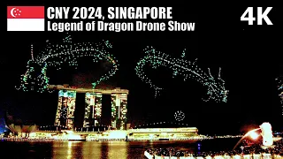 Amazing Legend of Dragon Gate Drone Show - Marina Bay, Singapore 🇸🇬 - Chinese New Year 2024 [4K]