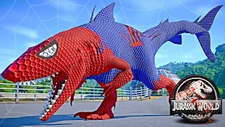 Spider-Man King Shark, Iron Man, Venom, Captain America Dinosaurs Fight 🌍 JURASSIC WORLD EVOLUTION