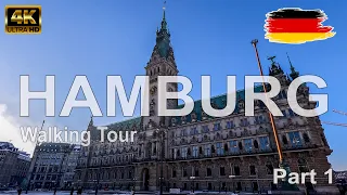 🇩🇪 Hamburg, Germany - Winter Walking Tour - Part 1 - 4K HDR video