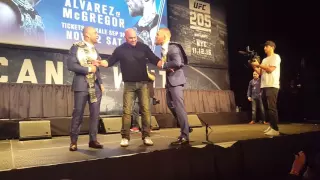 UFC 205 McGregor/Alvarez Staredown at MSG Press Conference.