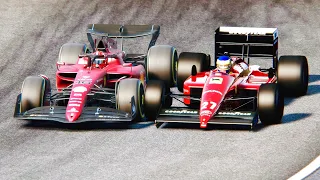 Ferrari F1 2022 F1-75 vs Ferrari F1 1987 Michele Alboreto at Fiorano Speed Day