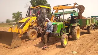 Made By Jcb 3dx Xpert Machine Loading Mud Trolley | John Deere Tractor Loading Mahindra 275 | #jcb