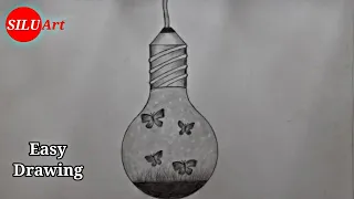 Creative Light Bulb Drawing | Butterflies Are Flying In The Bulb | Drawing In Pencil