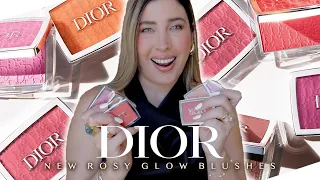 NEW DIOR ROSY GLOW BLUSHES : SWATCHES & COMPARISONS OLD VS NEW FORMULA | PINK CORAL ROSEWOOD CHERRY