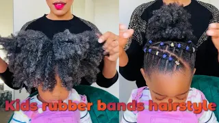 Kids rubber band hairstyle / little black girls natural hair #kidshairstyles #naturalhair #hairstyle
