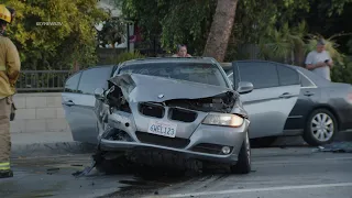 Valley Glen, Los Angeles, CA: Pursuit Ends in Multi-Vehicle Crash; 6 Injured Including Child