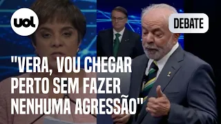 Lula ironiza Bolsonaro ao responder Vera Magalhães: 'Vou chegar perto e não vai ter agressão'