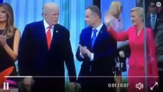 Funny moment when Donald trum gets handshake rejected by the first lady of poland