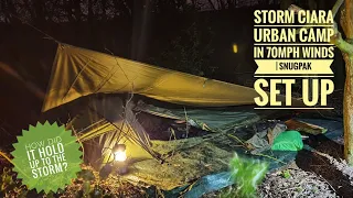 Storm Ciaran Urban Stealth Camp in 70 MPH Wind and Rain | Snugpak Set up