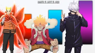 Naruto Vs Luffy Vs Gojo Power Levels