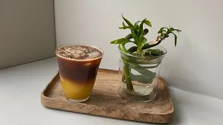 Кофе Bumblebee. Эспрессо с апельсиновым соком. Espresso with orange juice.