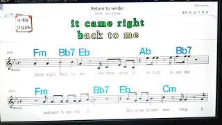 Return to sender/Elvis Presley💋노래방, 가라오케, 코드 큰 악보,반주,가사💖Karaoke, Sheet Music, Chord, MR