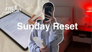 Sunday Reset Routine☁️ cleaning, weekly planning, groceries, self care, & FREE checklist!