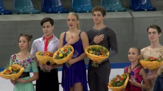 2016 ISU Junior Grand Prix - Dresden - Ice Dance Victory Ceremony