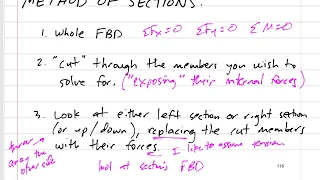 Statics - Trusses - Method of Sections notes