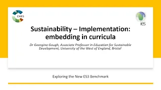 Sustainability – Implementation: embedding in curricula