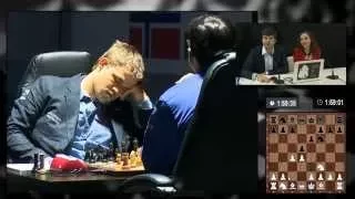 Carlsen slept for 10 sec after Anand's 4th move (World Chess Championship 2014 - Game 8)