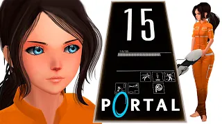 Portal 1-15. Камера испытаний 15. Минимум порталов. Минимальное время. Минимум шагов. Прохождение