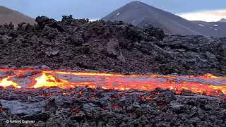 Lava river speeded up 4 times, Iceland 2021
