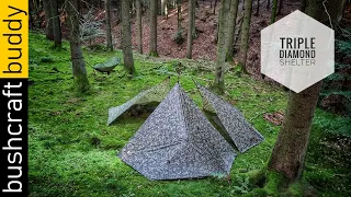 Triple Diamond | 6 Person Fire Heated Shelter | Autumn Bushcraft