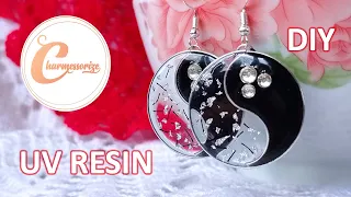 UV レジン | DIY UV Resin Crafts & Accessories| Yin Yang inspired UV resin Earrings | DIY resin jewelry|