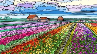 Relaxing and Fun Coloring : Flower Field #coloringforrelaxation #relaxingcoloring #funcoloring