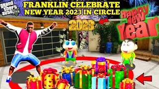 GTA 5 : Franklin Celebrate NEW YEAR 2023 in CIRCLE In GTA 5! Waveforce Gamer