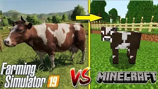 FARMING SIMULATOR vs MINECRAFT - ANIMALS - COWS