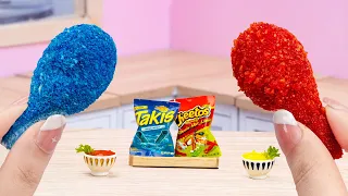 🔥Hot vs Cold Food Challenge❄️ Miniature Blue Takis or Hot Cheetos Fried Chicken🍗ASMR Cooking